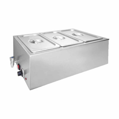 Migsa Zck165At-3 Baño María Rectangular 3 Insertos Acero Inoxidable-Baños María-Migsa-Migsa Zck165At-3 Baño María Rectangular 3 Insertos Acero Inoxidable Buffet Comedor Comida industrial Caliente Guisos Catering Estofado Catering Banquete Hotel Restaurante -KitchenMax Store