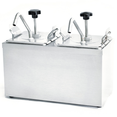 Migsa JZF-2 Dispensador Condimentos Doble 6 Litros Acero Inoxidable. Ideal para restaurantes, cocina, cocina industrial, banquetes, tiendas de autoservicio, insumos, salsas, ketchup, comedores, comedores industriales, Envíos Seguros a Todo México. Cotiza Hoy Mismo.