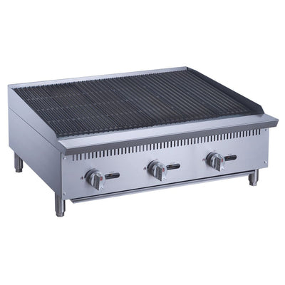 Migsa RFS-36-MG Asador Comercial Frente 61 cm Gas 3 Controles Acero Inoxidable. Ideal para restaurante, cocina, industrial, carne, res, puerco, pollo, hamburguesas, verduras, vegetales, elotes, barbecue, bbq, brochetas, carne asada, autoservicio, etc. Envíos Seguros a Todo México. Cotiza Hoy Mismo.
