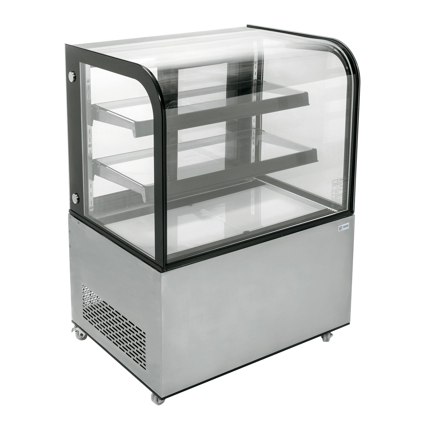 VITRINA MIGSA ARC-270Y | Vitrina Refrigerada Cristal Curvo | 91.5 cm | Acero Inoxidable | Postres Pastelería Negocio | Barrotes Cafeteria Restaurantes Tiendas de conveniencia Negocio de Comida