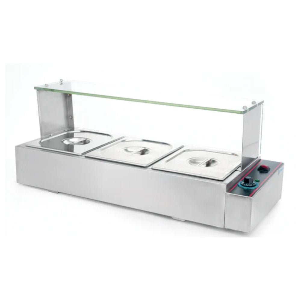 Baño Maria Migsa BN-B22, baño maría 3 insertos medios, en acero inoxidable.