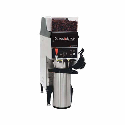 Cafetera Grindmaster GNB-10H, capacidad tolva 2.5 kg, en acero inoxidable.