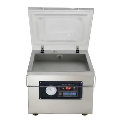 Empacadora al Vacio Migsa DZ-260P, para líquidos alimentos, en acero inoxidable.
