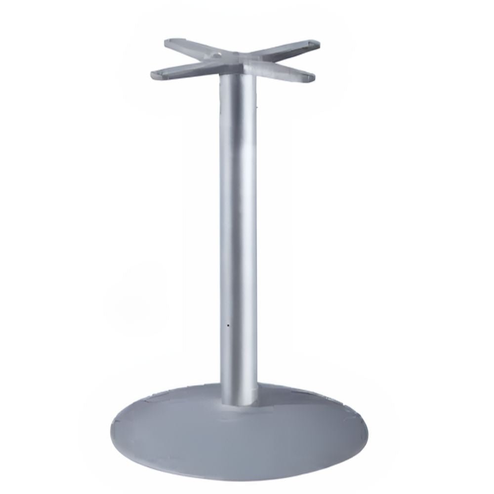 Base circular Labenze D54 de 54 cm con columna redonda en acero galvanizado color gris plata