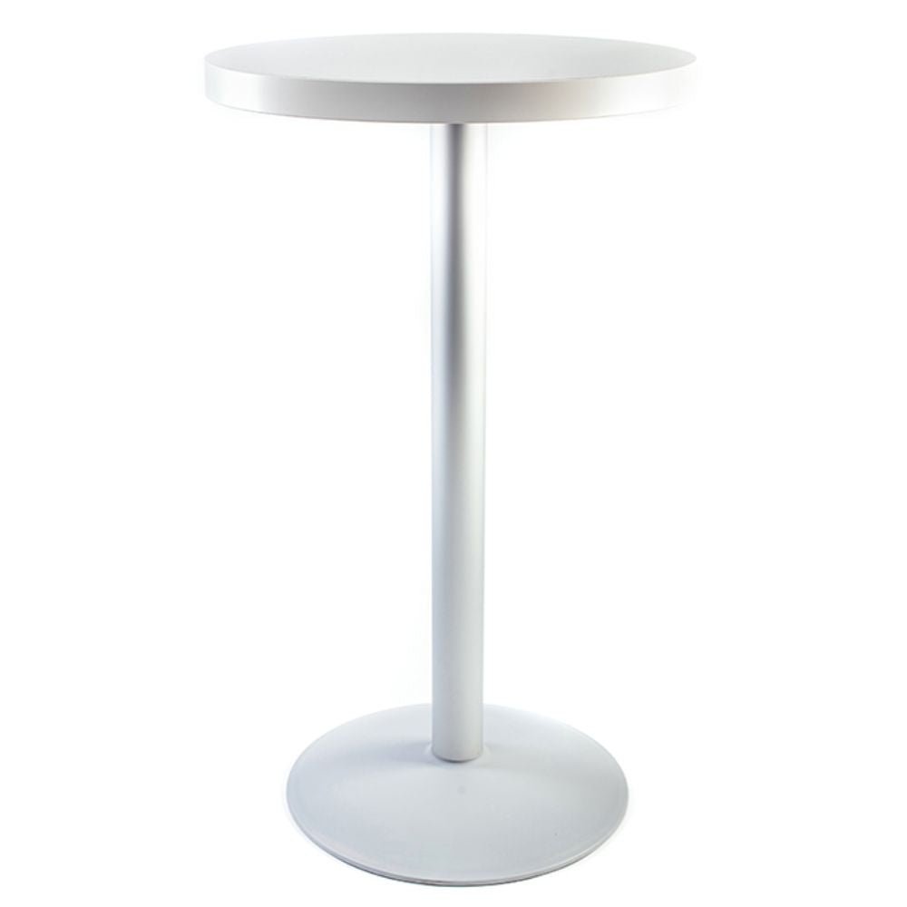Base circular Labenze D54 de 54 cm con columna redonda en acero galvanizado color gris plata