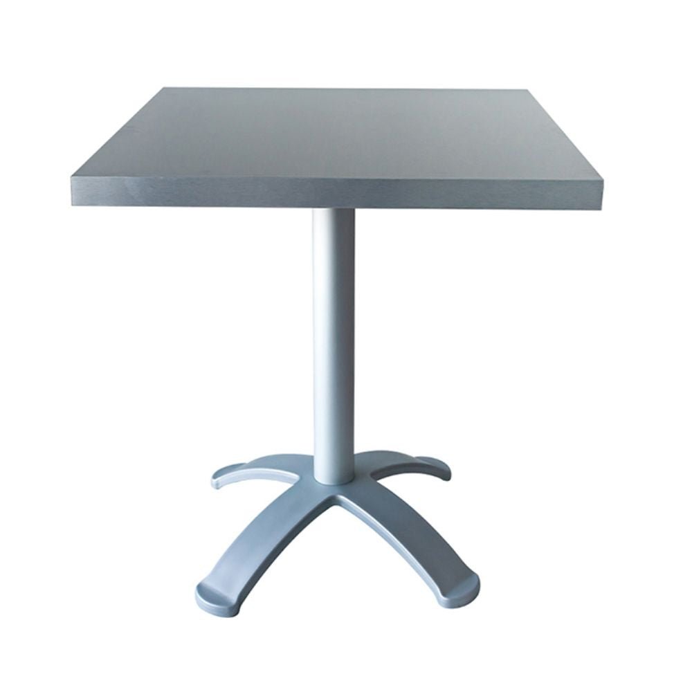 Base baja de 4 puntas LABENZE H73 gris plata con columna redonda en acero galvanizado