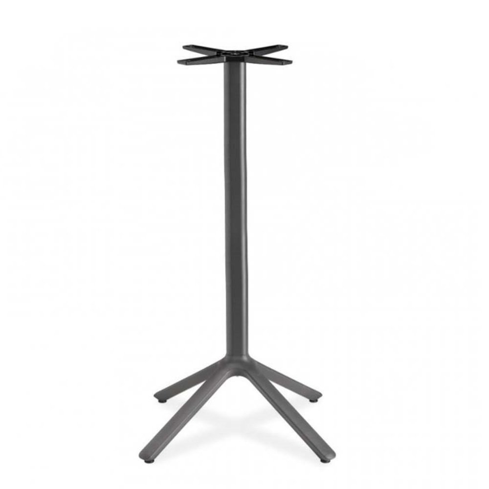Base de aluminio Labenze Nemo de 4 puntas con regatones y columna cuadrada de filos redondeados