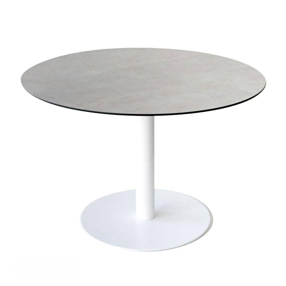 Base de acero pintado LABENZE R1 con columna cilíndrica y plato circular