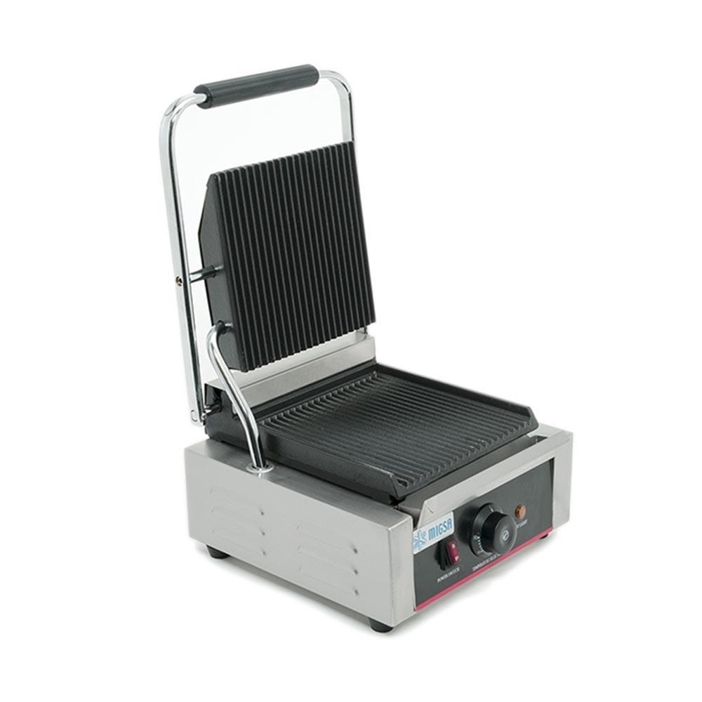 Migsa Bn-811 Plancha Panini Individual, eléctrica, en acero inoxidable.