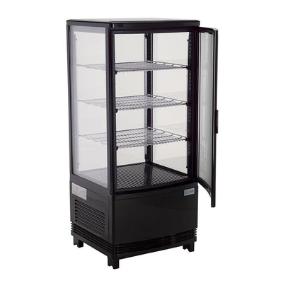 Refrigerador Migsa RT-78L 1R de exhibición panorámica, 1 puerta de cristal curva, 82 litros, cuerpo esmaltado negro.