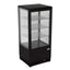 Refrigerador Migsa RT-78L de exhibición panorámica, 1 puerta recta de cristal, 78 litros, cuerpo esmaltado negro.