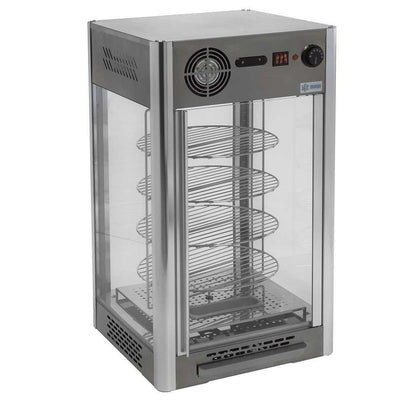 Exhibidor Migsa RTR-108L, exhibidor calentador de pizza, en acero inoxidable.