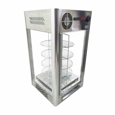 Exhibidor Migsa RTR-108L, exhibidor calentador de pizza, en acero inoxidable.