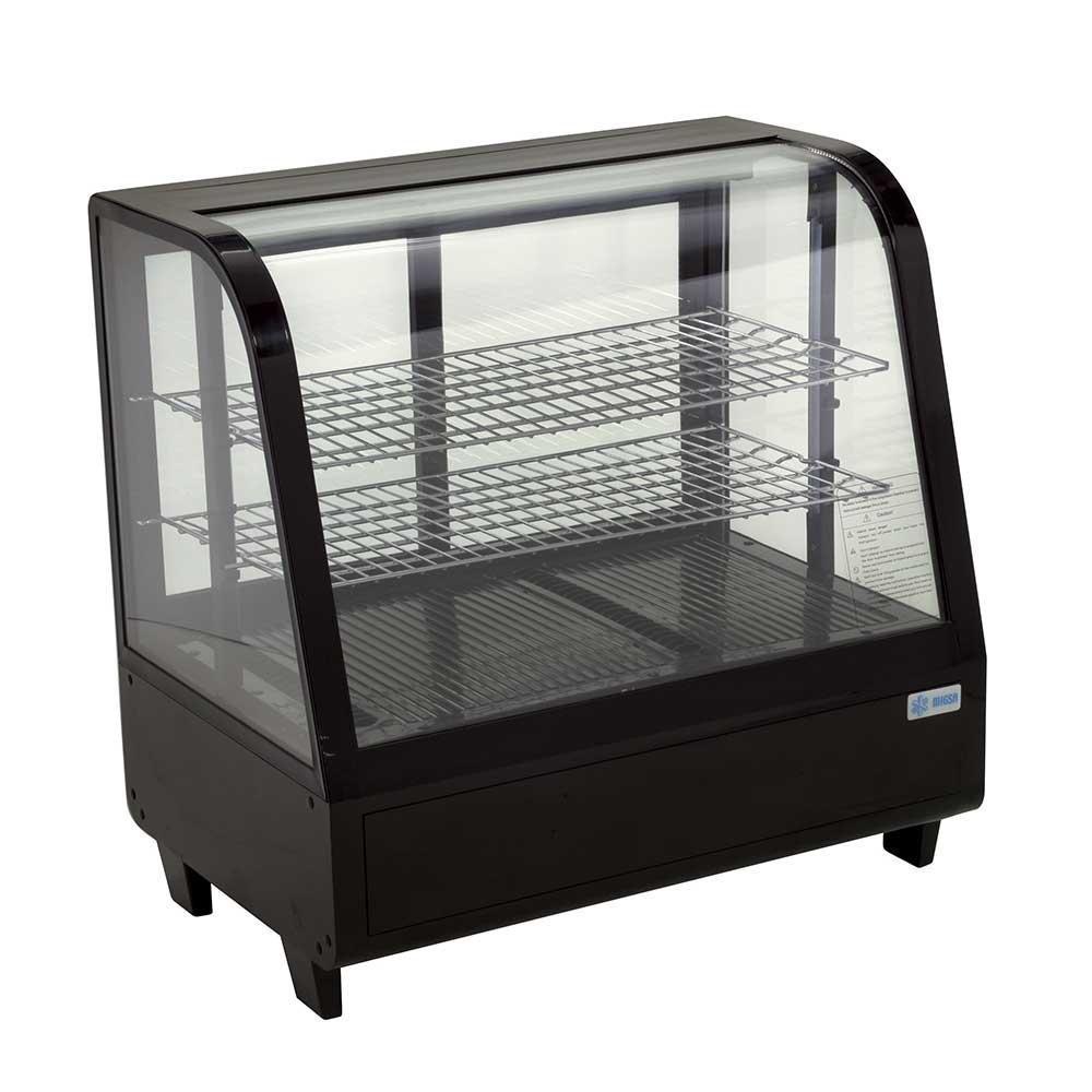 Vitrina refrigerada Migsa RTW-100L de cristal curvo, frente de 68.2 cm, 100 litros, color negro.