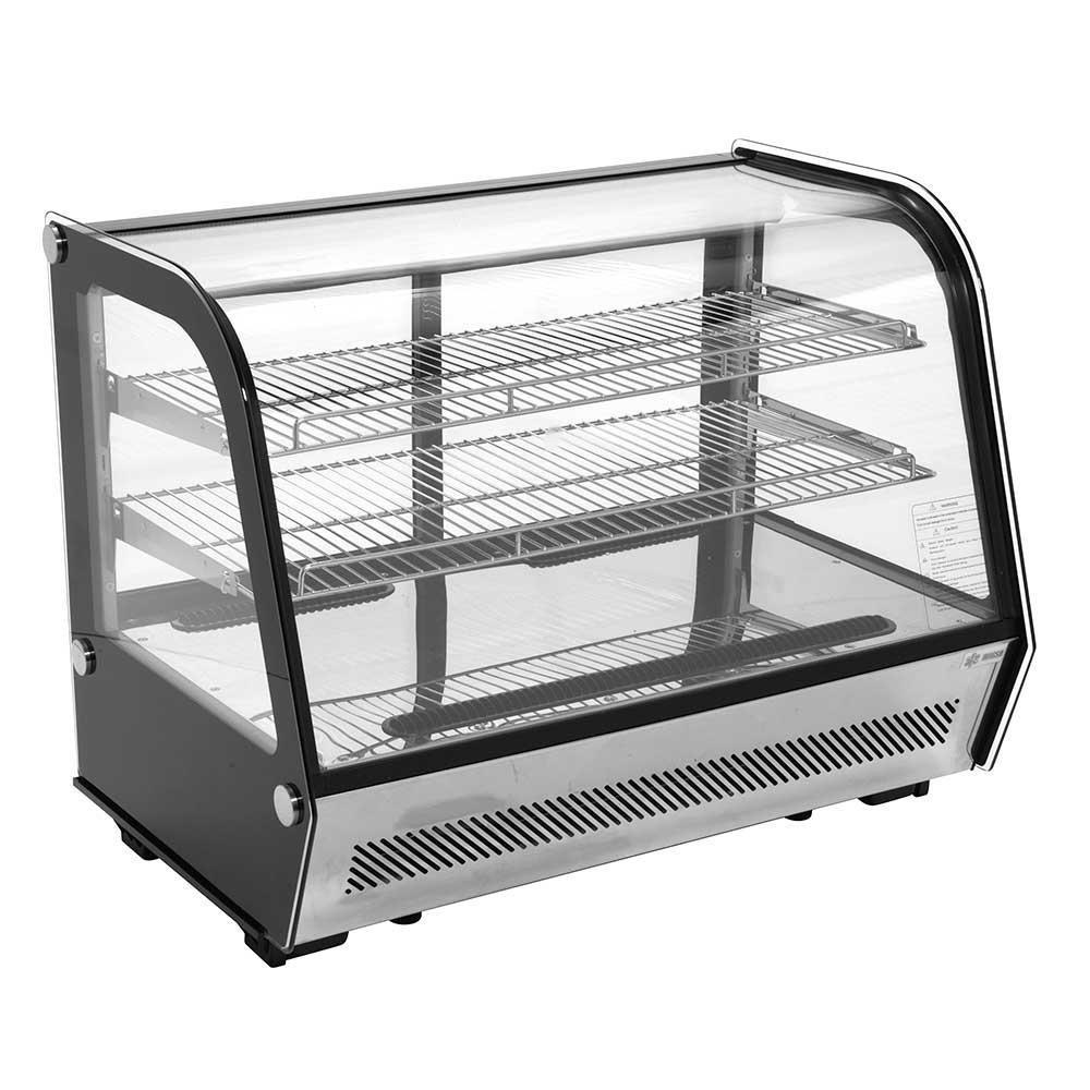 Vitrina refrigerada Migsa RTW-160L4 de cristal curvo con sistema antiempañante frontal, frente de 88 cm, 160 litros, color negro.