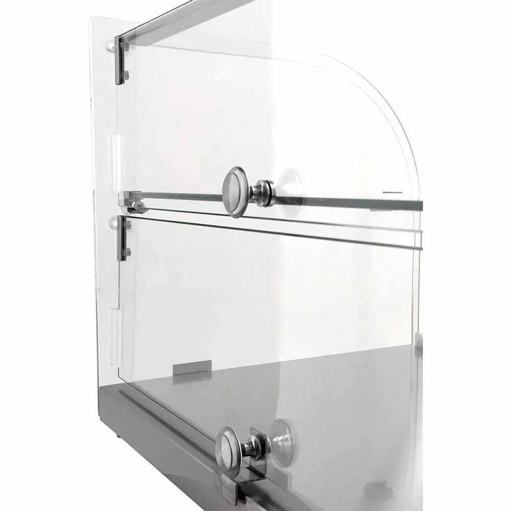Migsa Rtz-45L Vitrina Exhibidora Neutra Cristal Curvo. 55.4 cm. 45 Lt/1.58 pies, 2 puertas, en acero inoxidable.