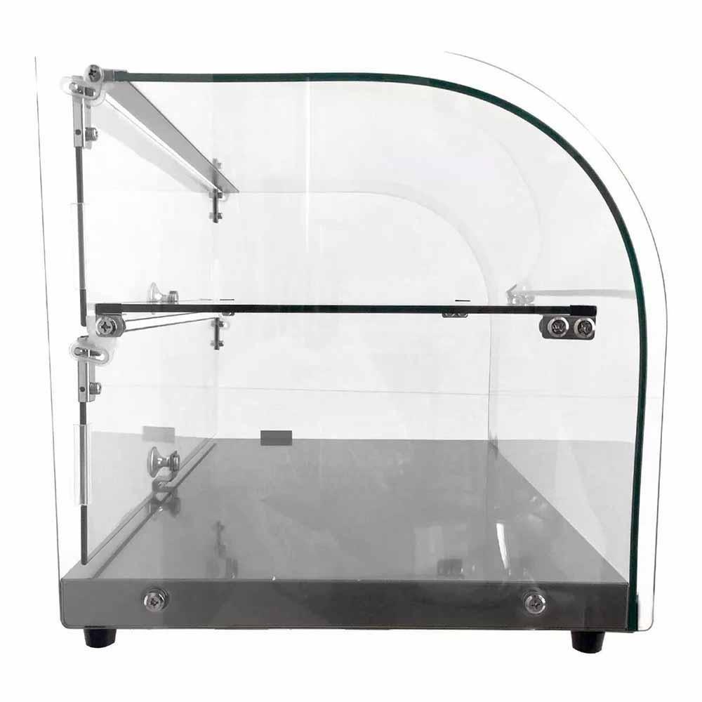 Migsa Rtz-45L Vitrina Exhibidora Neutra Cristal Curvo. 55.4 cm. 45 Lt/1.58 pies, 2 puertas, en acero inoxidable.