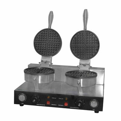 Migsa Uwb-2 Wafflera Tipo Americana Doble Eléctrica Termostato Acero Inoxidable 120 V, 2 platos.