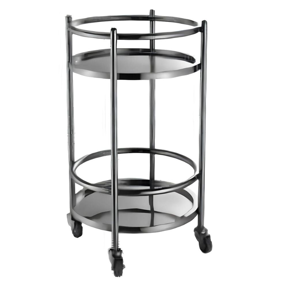 Migsa Qrc-2 Mesa Circular Apoyo 2 Niveles, en acero inoxidable.