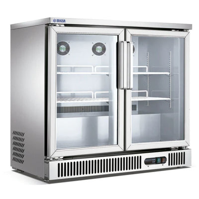 Refrigerador Migsa SG250, 250 litros, en acero inoxidable.