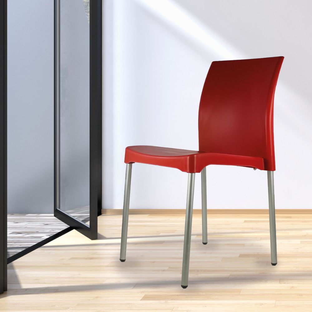 SILLA KINGSTRONG VIVANTI PLASTICO SILL0020357 | Silla Estilizada Áreas de Espera Cafetería | Base 4 Puntas | Terminado Anodizado | Polipropileno | Interior + Exterior