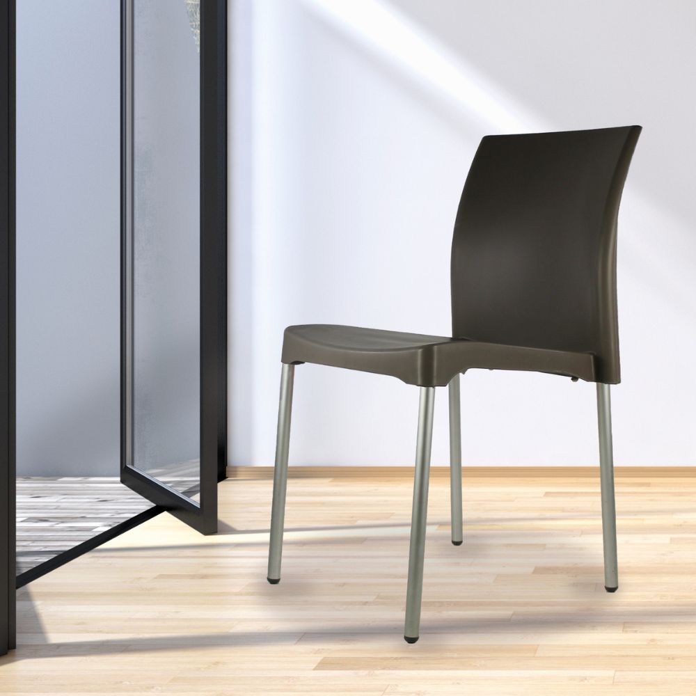 SILLA KINGSTRONG VIVANTI PLASTICO SILL0020357 | Silla Estilizada Áreas de Espera Cafetería | Base 4 Puntas | Terminado Anodizado | Polipropileno | Interior + Exterior