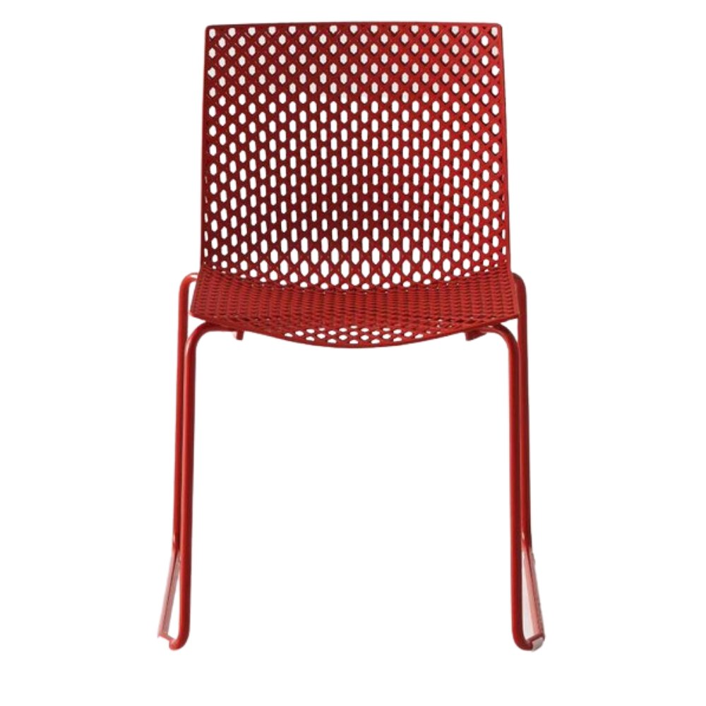 Silla Labenze Fuller en tecnopolímero con patas trineo de acero pintado