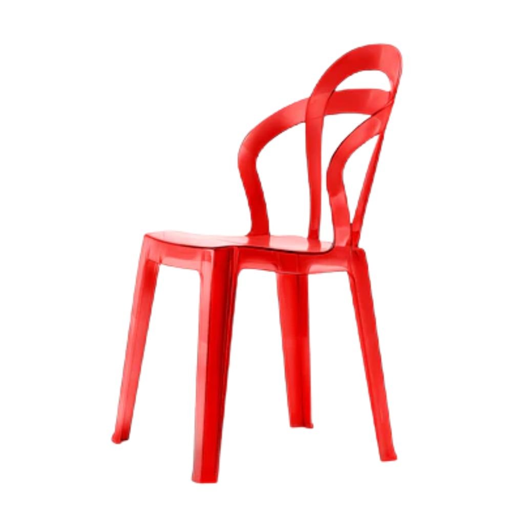 Silla translúcida Labenze Titi de policarbonato con respaldo Art-Nouveau de dos parábolas