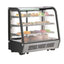 Vitrina refrigerada Migsa CW-195R de cristal curvo con 4 niveles de exhibición, frente de 88 cm, 195 litros, color acero y negro.