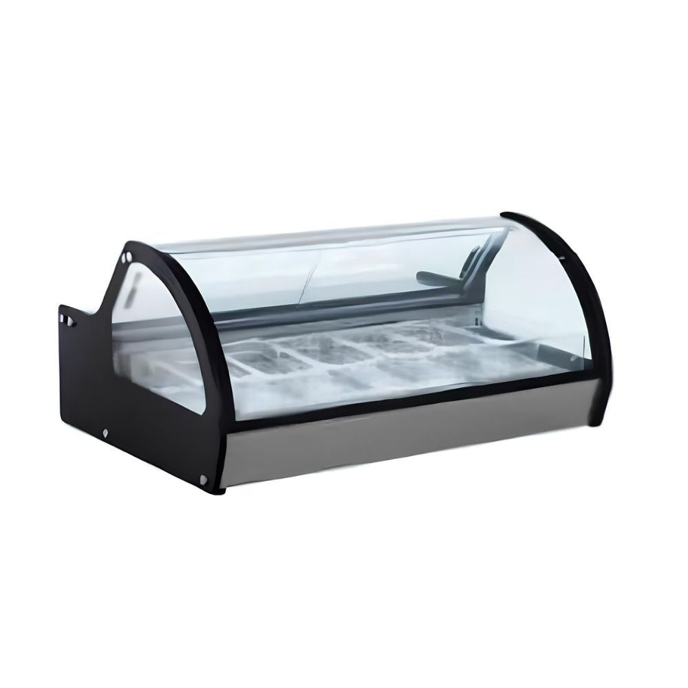 Vitrina Migsa RTD-122L-1, 117 cm, en acero inoxidable.