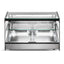 Vitrina refrigerada Migsa CW-128 sobre mostrador, cristal recto con puertas corredizas, 112 litros, color acero y negro.