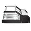 Vitrina refrigerada Migsa CW-128 sobre mostrador, cristal recto con puertas corredizas, 112 litros, color acero y negro.