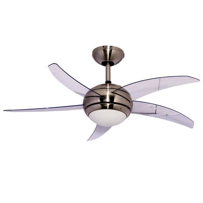 Ventilador decorativo de techo Masterfan Dubai 48 de 5 aspas transparentes de acrílico con estructura satinada