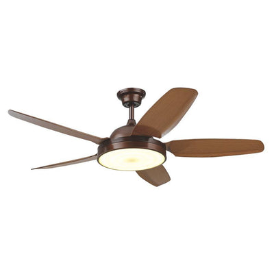 Ventilador decorativo de techo Masterfan Merope 52 de 5 aspas de ABS café con acabado chocolate y luz LED