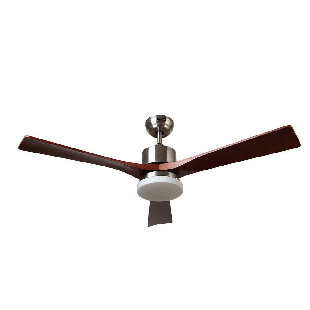 Ventilador decorativo de techo Masterfan Cava 52 de 3 aspas de madera chocolate con acabado satinado y luz LED