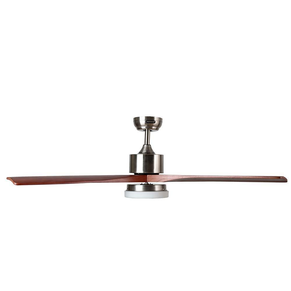 Ventilador decorativo de techo Masterfan Cava 52 de 3 aspas de madera chocolate con acabado satinado y luz LED