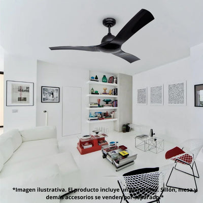 Ventilador decorativo de techo Masterfan Eclipse 52 de 3 aspas largas de ABS en color negro