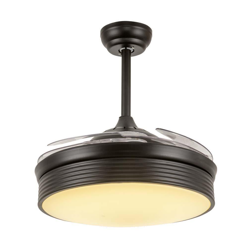 Ventilador decorativo de techo Masterfan Volare 42 de 4 aspas transparentes desplegables con estructura negra