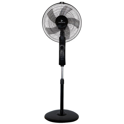 Ventilador industrial de pedestal Masterfan Ares 16 color negro con cinco aspas y panel integrado para interior