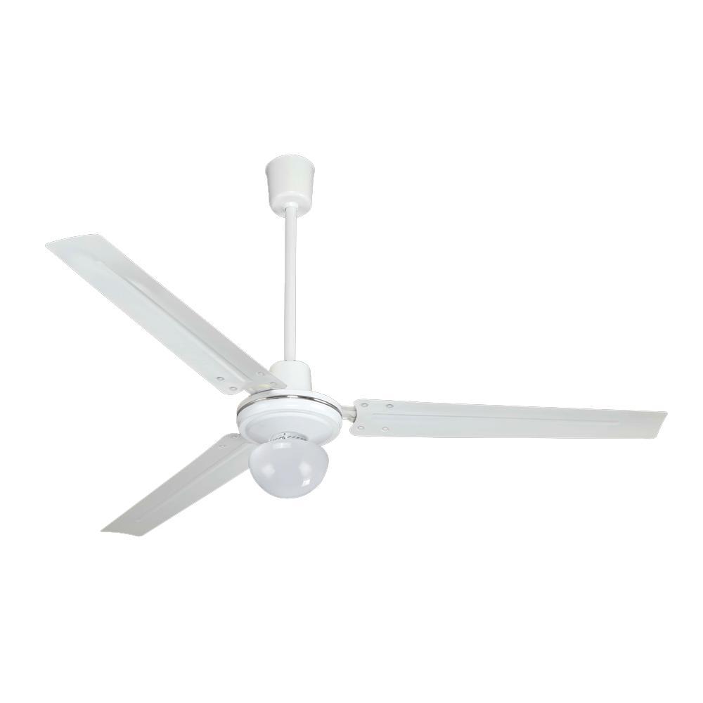 Ventilador industrial de techo Masterfan Prometheus 56 pulgadas color blanco con tres aspas de metal y luz para interior