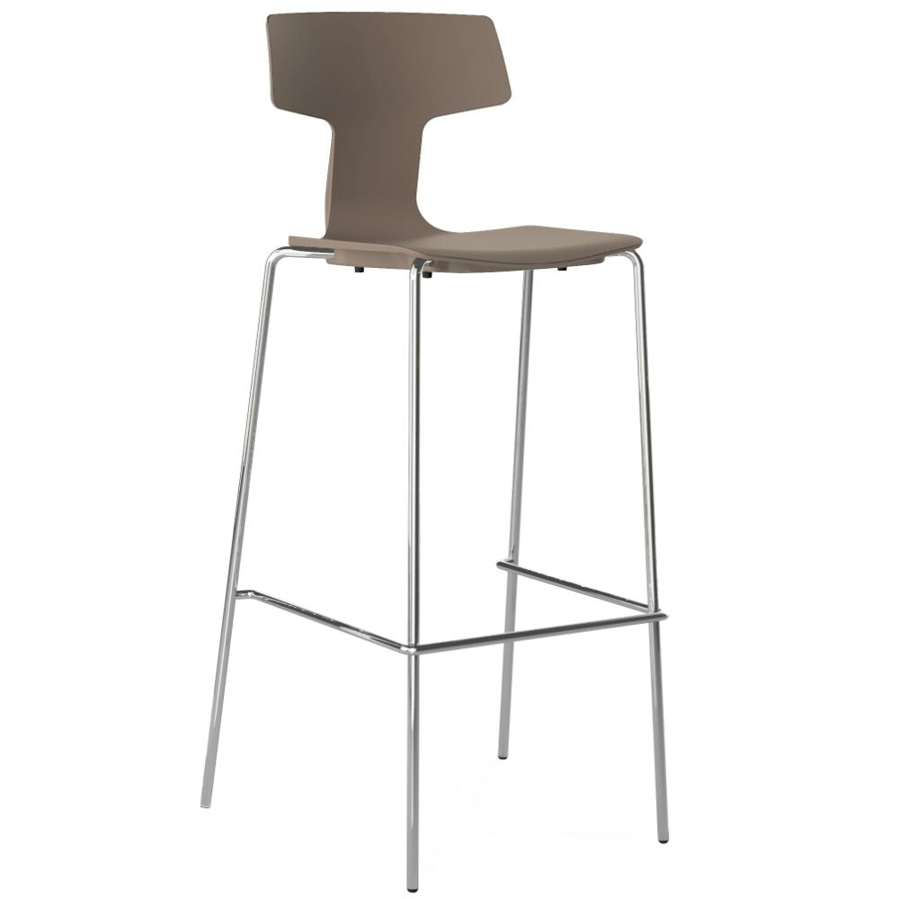 Banco bajo Colos Split 3B con casco de polipropileno y base de acero tubular cromado