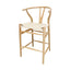 Banco bajo Kingstrong Micerino con asiento de cuerda trenzada natural y estructura de madera sólida