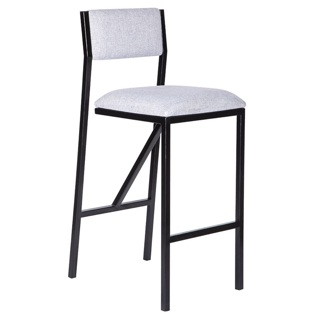 Banco comercial Albar AR-175 con asiento y respaldo tapizados y estructura metálica de tubo cuadrado.