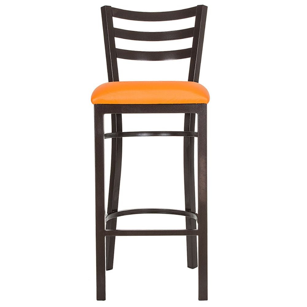 Banco comercial Albar AR-195 F con asiento tapizado, respaldo y estructura metálica de tubo cuadrado.