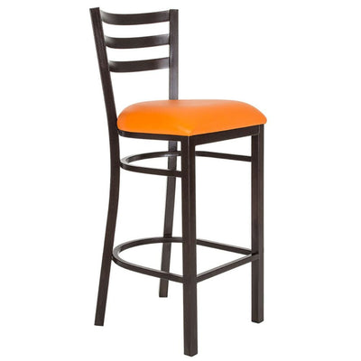 Banco comercial Albar AR-195 F con asiento tapizado, respaldo y estructura metálica de tubo cuadrado.