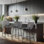 Banco bajo Nogal Beat Domino con asiento y respaldo tapizados y patas en negro mate