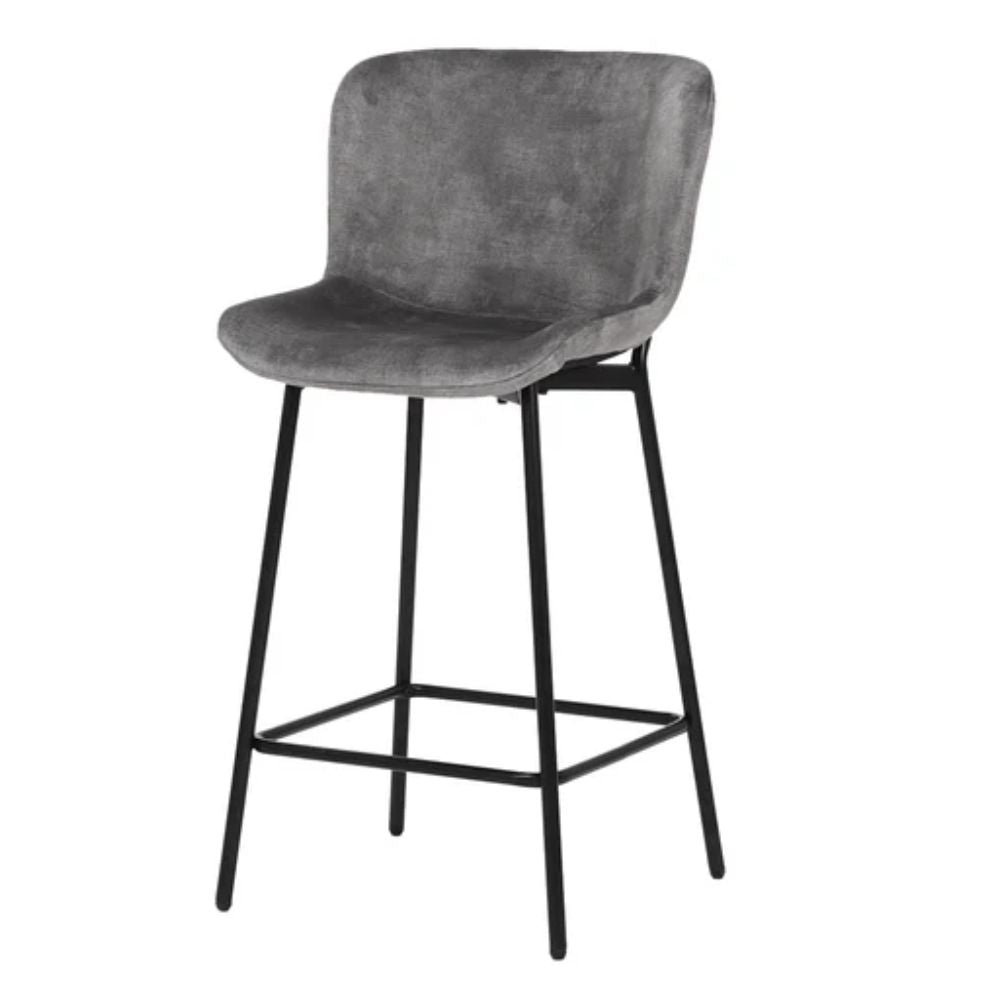 Banco bajo Nogal Beat Domino con asiento y respaldo tapizados y patas en negro mate