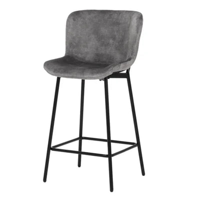 Banco bajo Nogal Beat Domino con asiento y respaldo tapizados y patas en negro mate