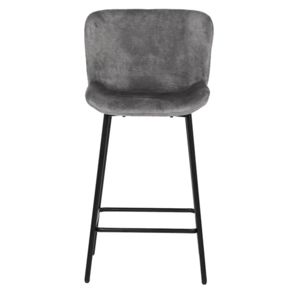 Banco bajo Nogal Beat Domino con asiento y respaldo tapizados y patas en negro mate