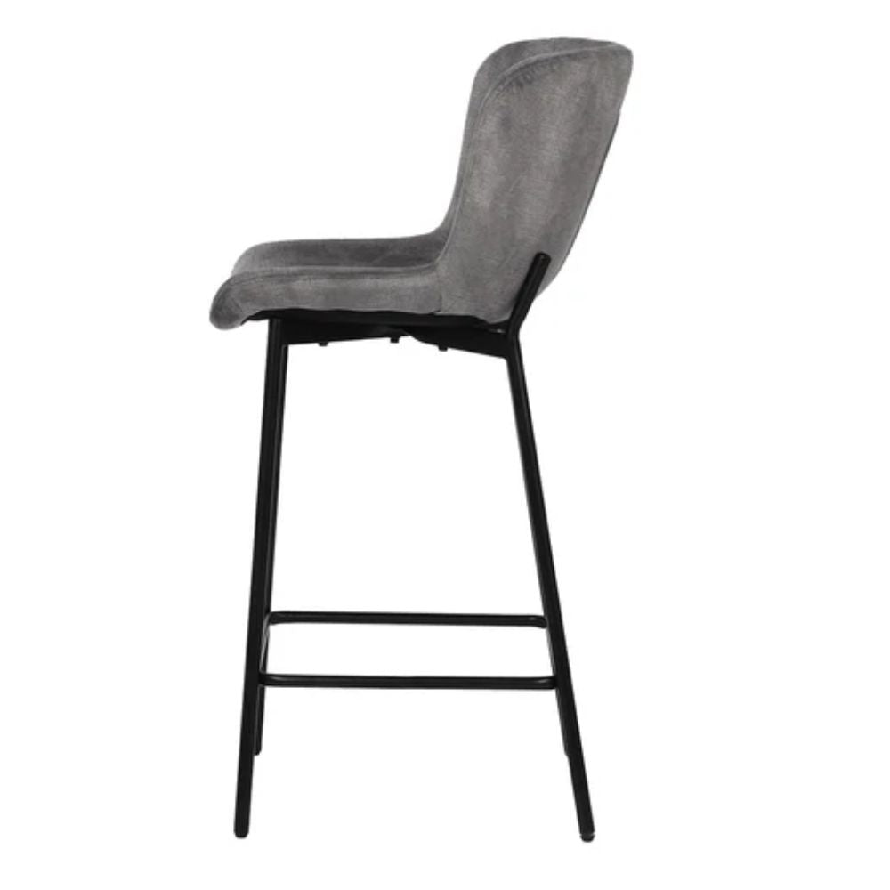 Banco bajo Nogal Beat Domino con asiento y respaldo tapizados y patas en negro mate